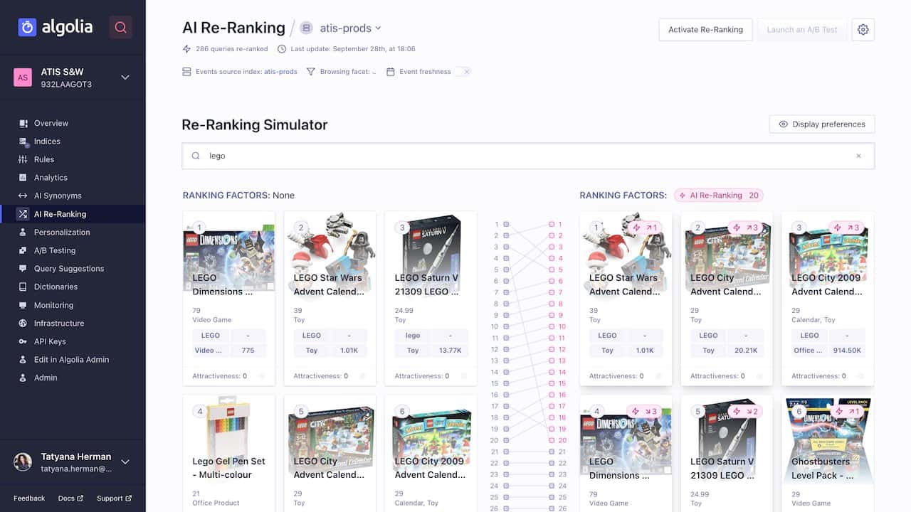 Screenshot of Dynamic Re-Ranking