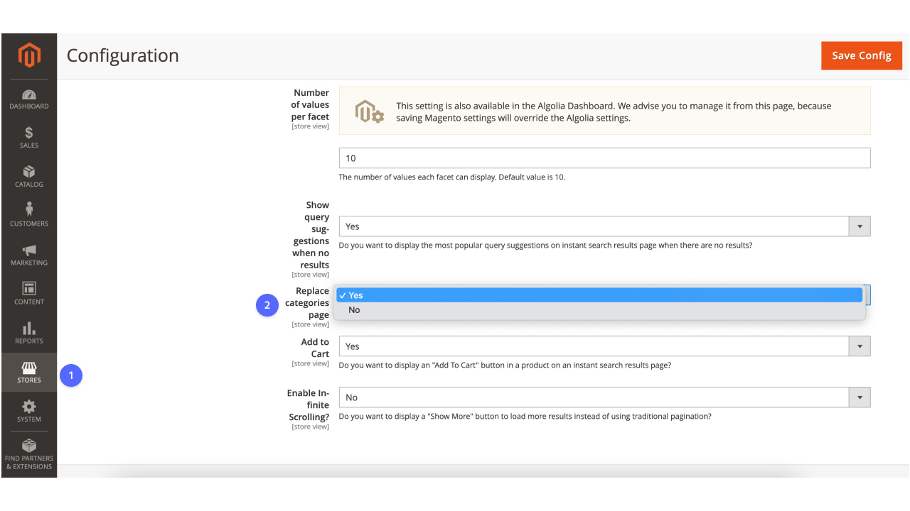 Screenshot of  a Magento 2 category page settings