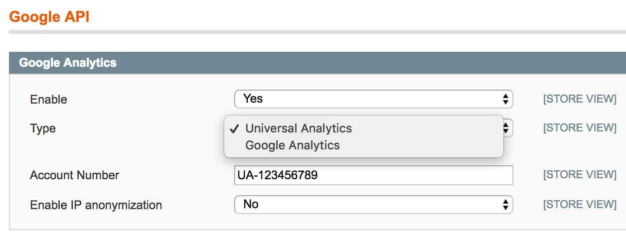 Magento GA settings