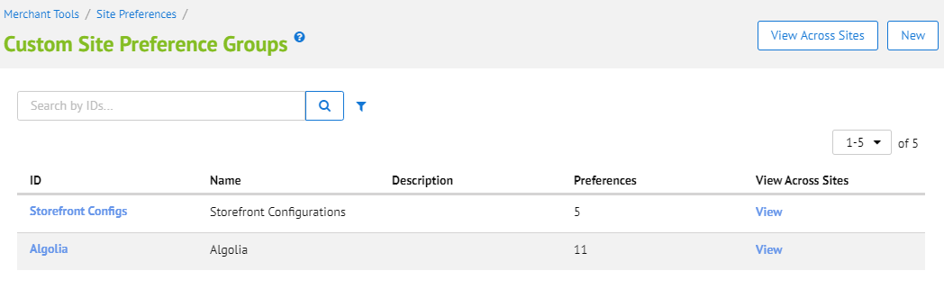 Configure Algolia Custom Preferences Group