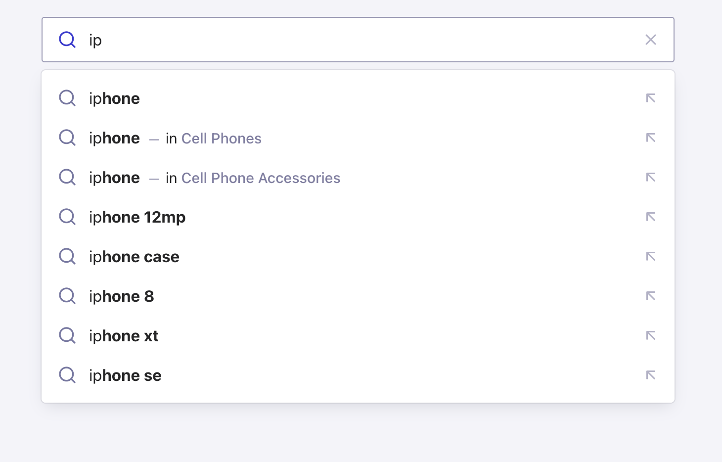 Query Suggestions with inline categories